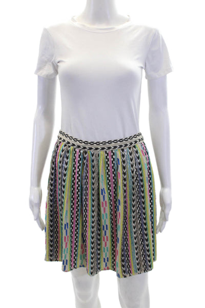 Parker Womens Silk Embroidered Striped Zippered Mini Skirt Multicolor Size 10