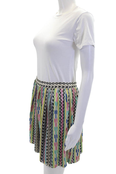 Parker Womens Silk Embroidered Striped Zippered Mini Skirt Multicolor Size 10
