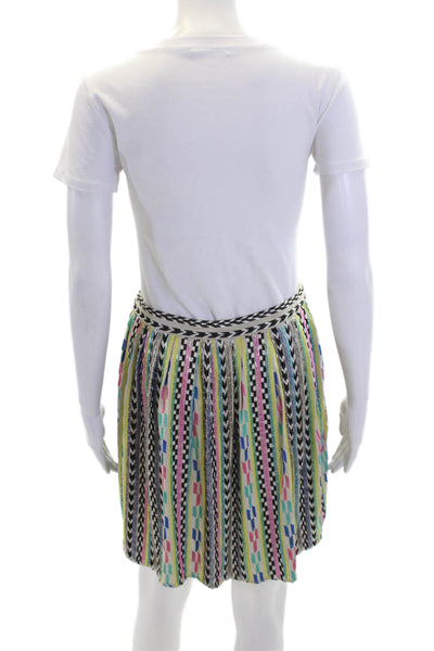 Parker Womens Silk Embroidered Striped Zippered Mini Skirt Multicolor Size 10
