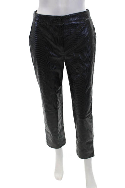 Twinset Womens Faux Leather Snakeskin Print Straight Legged Pants Black Size 40