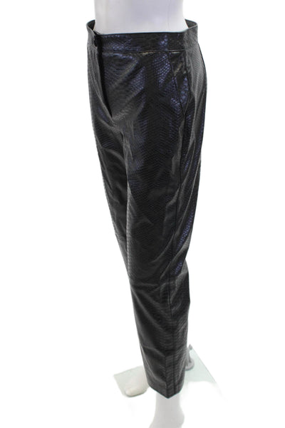 Twinset Womens Faux Leather Snakeskin Print Straight Legged Pants Black Size 40