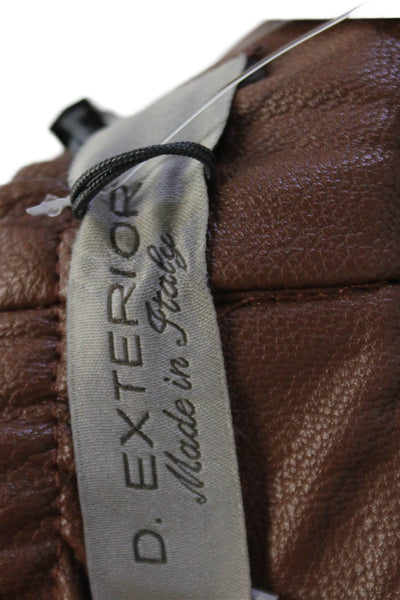 D. Exterior Womens Faux Leather Elastic Waist Paneled Detail Pants Brown Size 42