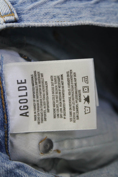 Agolde Womens Cotton Distressed Buttoned High Rise Skinny Jeans Blue Size 24