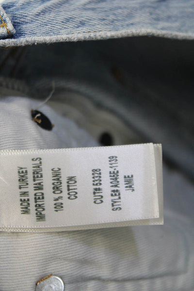 Agolde Womens Cotton Distressed Buttoned High Rise Skinny Jeans Blue Size 24