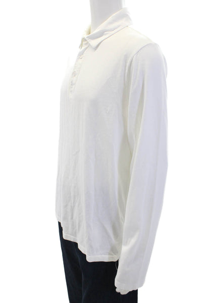 Vince Mens Long Sleeves Crew Neck Rugby Shirt White Cotton Size Large