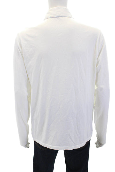 Vince Mens Long Sleeves Crew Neck Rugby Shirt White Cotton Size Large