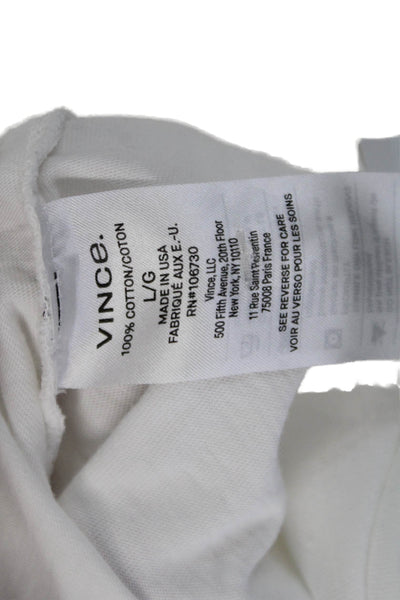 Vince Mens Long Sleeves Crew Neck Rugby Shirt White Cotton Size Large