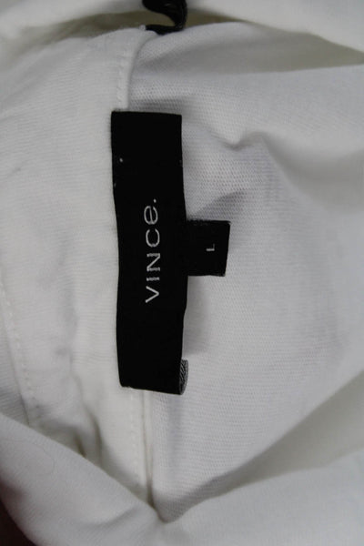 Vince Mens Long Sleeves Crew Neck Rugby Shirt White Cotton Size Large