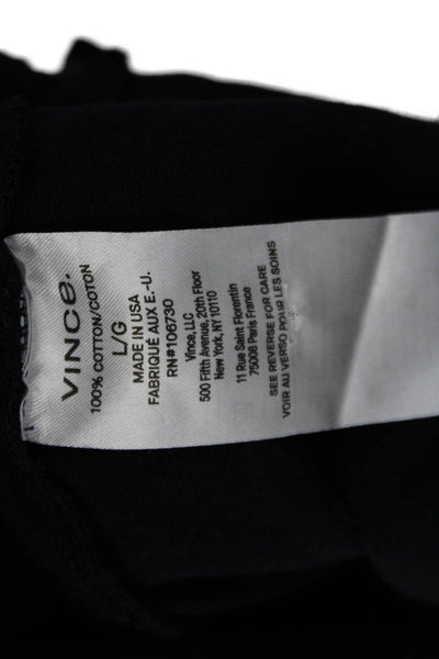 Vince Mens Short Sleeves Crew Neck Rugby Shirt Navy Blue Cotton Size Large