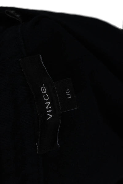 Vince Mens Short Sleeves Crew Neck Rugby Shirt Navy Blue Cotton Size Large