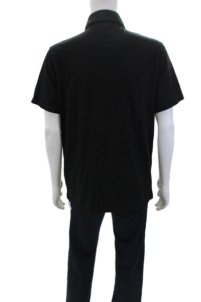 Vince Mens Short Sleeves Crew Neck Rugby Shirt Jet Black Cotton Size Large