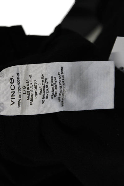 Vince Mens Short Sleeves Crew Neck Rugby Shirt Jet Black Cotton Size Large