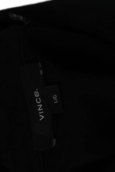 Vince Mens Short Sleeves Crew Neck Rugby Shirt Jet Black Cotton Size Large