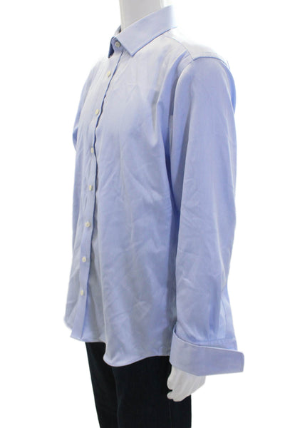 Hawes & Curtis Mens Cotton Diamond Printed Buttoned Dress Shirt Blue Size 34
