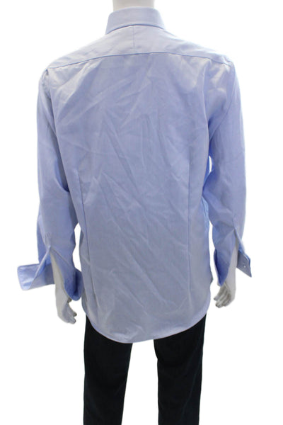 Hawes & Curtis Mens Cotton Diamond Printed Buttoned Dress Shirt Blue Size 34