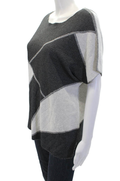 Peace of Cloth Womens Cotton Abstract Printed Tight Knit Blouse Gray Size M