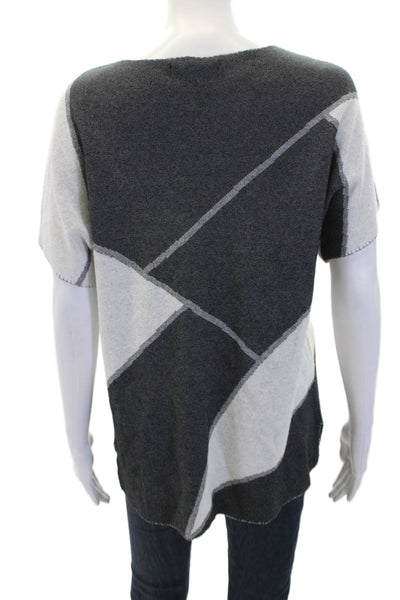 Peace of Cloth Womens Cotton Abstract Printed Tight Knit Blouse Gray Size M