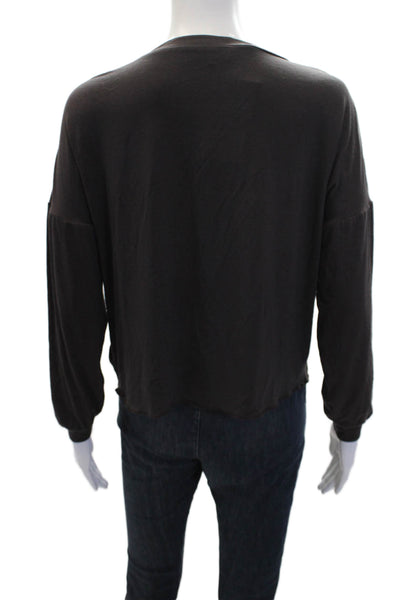 Lola And Sophie Womens Stretch Long Sleeve Drop Shoulder Blouse Gray Size XS