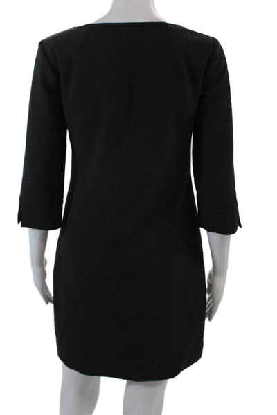Trina Turk Womens 3/4 Sleeve V-Neck Knee Length Pencil Dress Gray Size 0