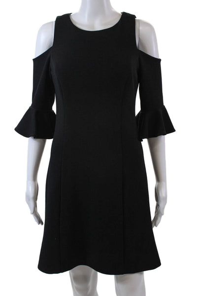 Nicole Miller New York Womens Cold Shoulder Knee Length Shift Dress Black Size 4
