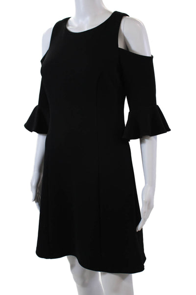 Nicole Miller New York Womens Cold Shoulder Knee Length Shift Dress Black Size 4