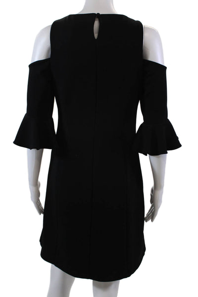 Nicole Miller New York Womens Cold Shoulder Knee Length Shift Dress Black Size 4