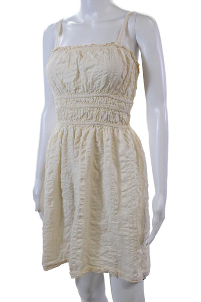 Known Supply Womens Cotton Square Neck Sleeveless Mini Dress Cream Size L