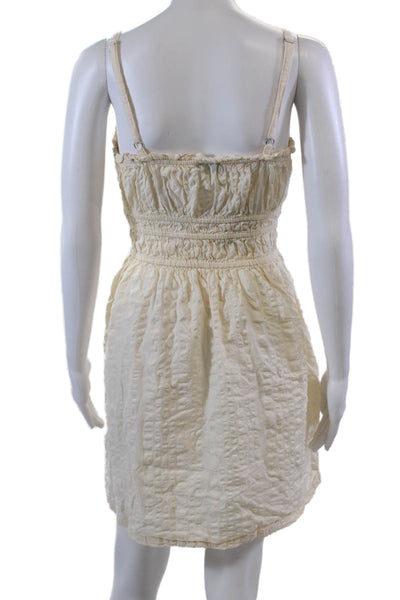Known Supply Womens Cotton Square Neck Sleeveless Mini Dress Cream Size L