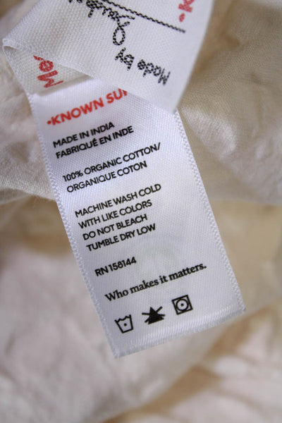 Known Supply Womens Cotton Square Neck Sleeveless Mini Dress Cream Size L