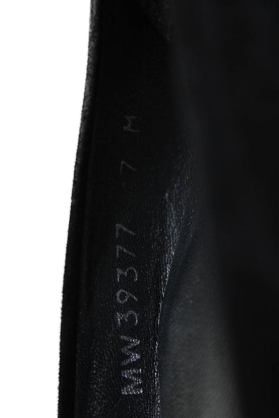 Stuart Weitzman Womens Suede Tortoise Shell Trim Platform Stilettos Black Size 7