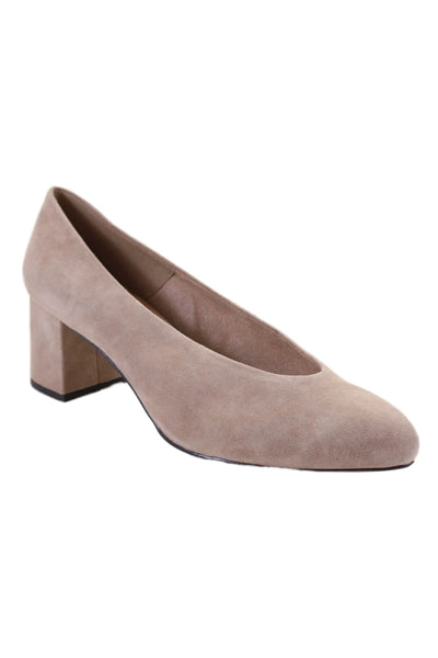 BELLA VITA Womens Suede Pointed Toe Block Heel Solid Pumps Beige Size 8.5