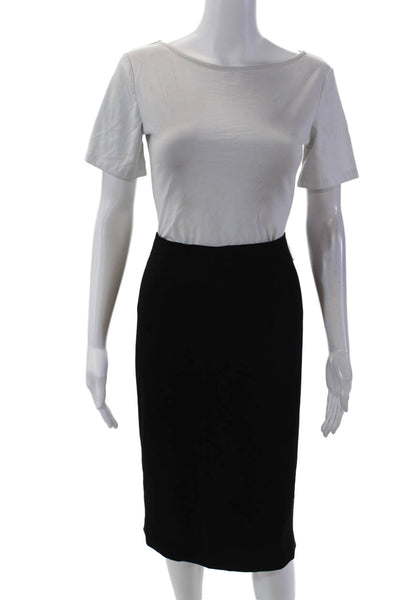 Yansi Fugel Womens Back Slit Knee Length Pencil Skirt Solid Black Size 10