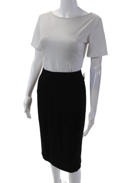 Yansi Fugel Womens Back Slit Knee Length Pencil Skirt Solid Black Size 10