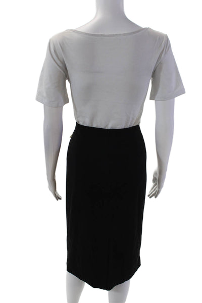 Yansi Fugel Womens Back Slit Knee Length Pencil Skirt Solid Black Size 10
