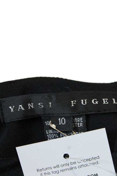 Yansi Fugel Womens Back Slit Knee Length Pencil Skirt Solid Black Size 10