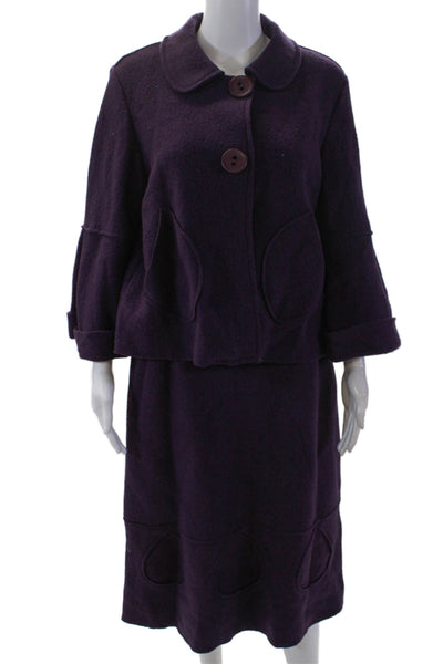 Eva Tralala Womens Wool Teardrop Detail Skirt And Jacket Set Purple Size 23