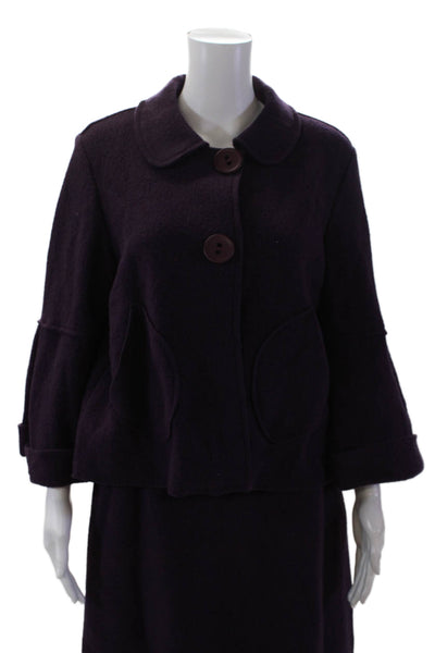 Eva Tralala Womens Wool Teardrop Detail Skirt And Jacket Set Purple Size 23