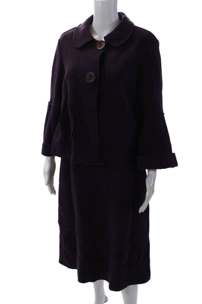 Eva Tralala Womens Wool Teardrop Detail Skirt And Jacket Set Purple Size 23