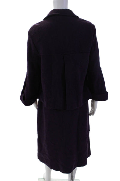 Eva Tralala Womens Wool Teardrop Detail Skirt And Jacket Set Purple Size 23