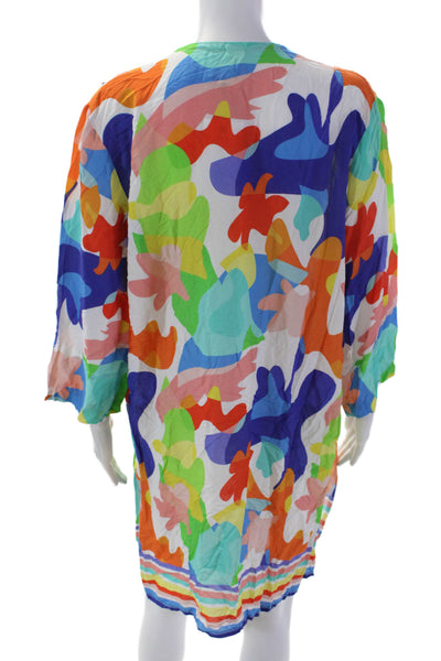 Proti Mare Womens Pleated Detail V-Neck Buttoned Tunic Top Multicolor Size 1