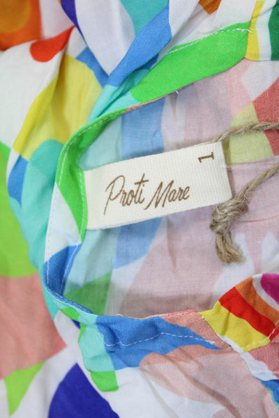 Proti Mare Womens Pleated Detail V-Neck Buttoned Tunic Top Multicolor Size 1