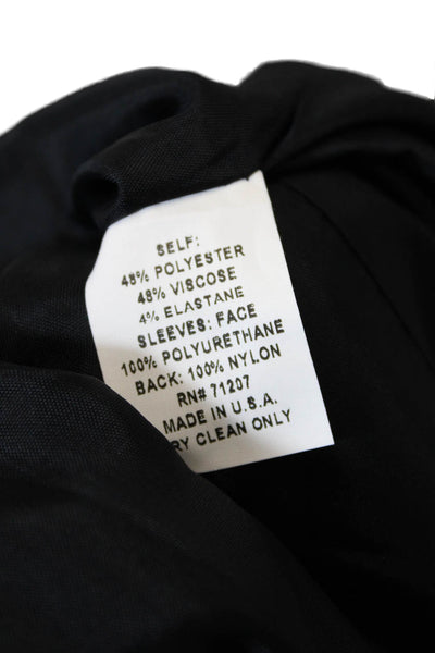 J'envie Womens Faux Leather Panel Open Front Long Coat Solid Black Size 10