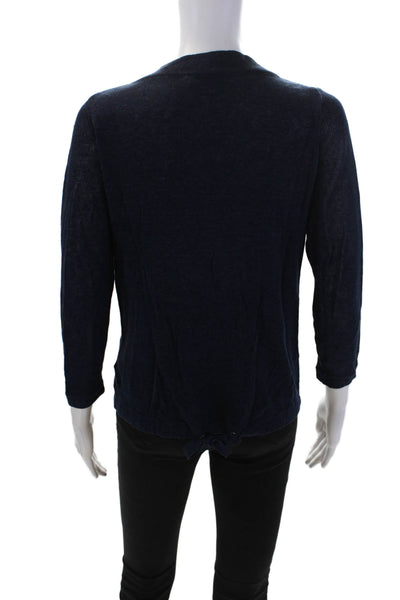 Wallace Womens Button Front Open Knit V Neck Cardigan Sweater Navy Size XS