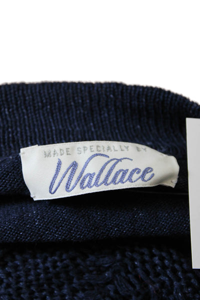 Wallace Womens Button Front Open Knit V Neck Cardigan Sweater Navy Size XS