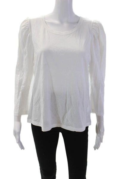 ALC Womens 3/4 Sleeve Scoop Neck Tee Shirt White Cotton Size Large