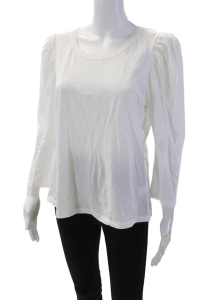 ALC Womens 3/4 Sleeve Scoop Neck Tee Shirt White Cotton Size Large