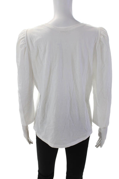 ALC Womens 3/4 Sleeve Scoop Neck Tee Shirt White Cotton Size Large