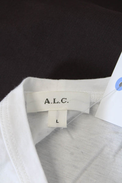 ALC Womens 3/4 Sleeve Scoop Neck Tee Shirt White Cotton Size Large