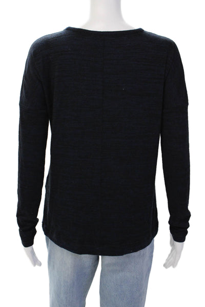 Rag & Bone Jean Womens Knit V-Neck Long Sleeve Pullover Blouse Top Navy Size XS