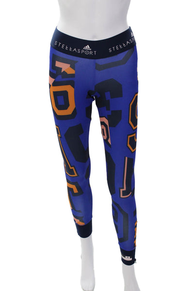 Adidas by Stella McCartney Women Graphic Print Cropped Leggings Blue Size XS